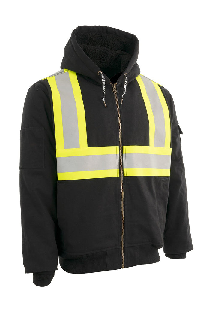 Forcefield Hi Vis Canvas Safety Work Jacket with Sherpa Liner