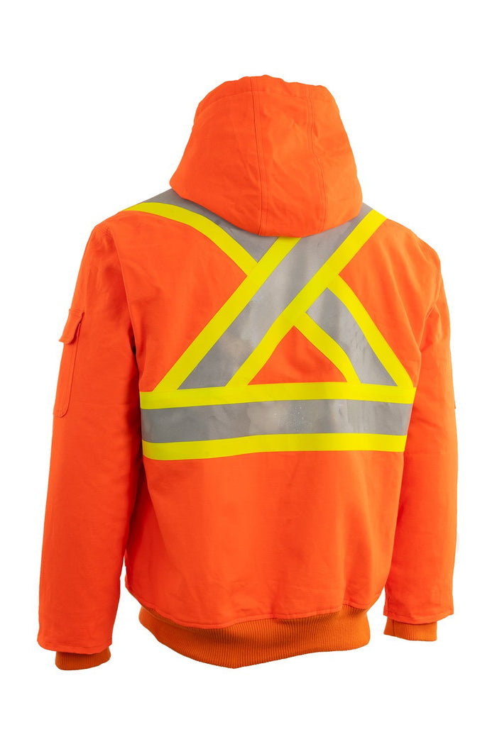 Forcefield Hi Vis Canvas Safety Work Jacket with Sherpa Liner