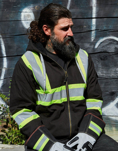 Forcefield Hi Vis Canvas Safety Work Jacket with Sherpa Liner