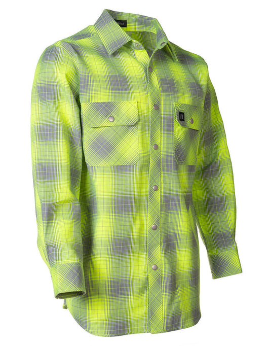 Forcefield Hi Vis Grey Shadow Plaid Unlined Flannel Shirt