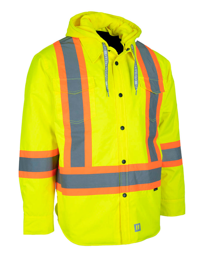 Forcefield Hi-Vis Hoodie Shacket With Detachable Hood