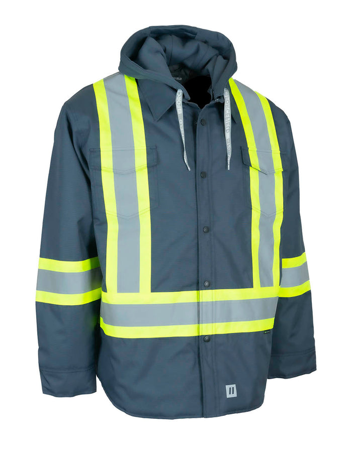 Forcefield Hi-Vis Hoodie Shacket With Detachable Hood