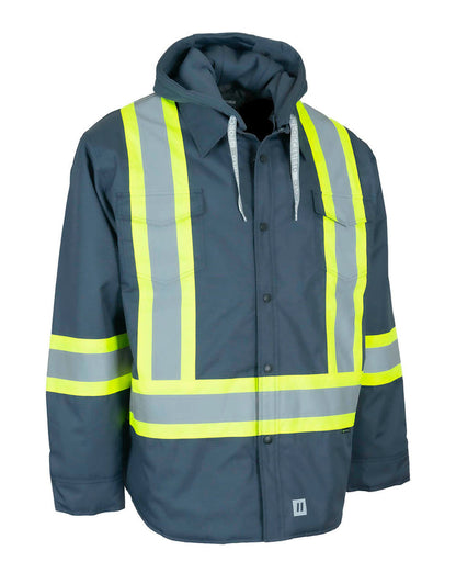 Forcefield Hi-Vis Hoodie Shacket With Detachable Hood