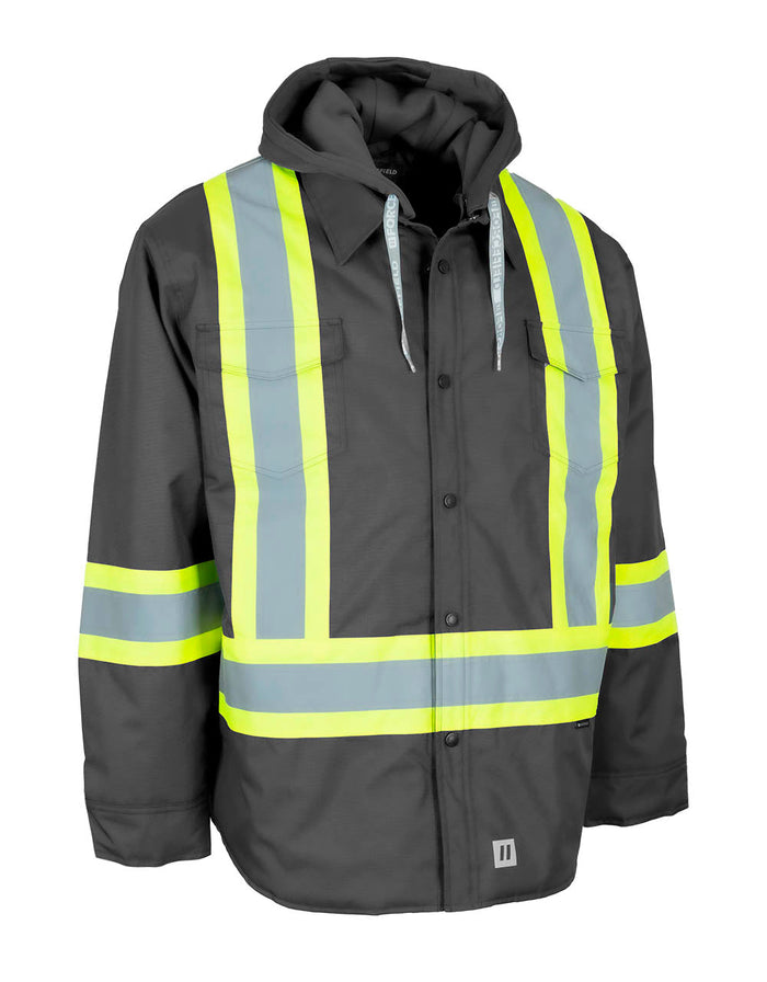 Forcefield Hi-Vis Hoodie Shacket With Detachable Hood