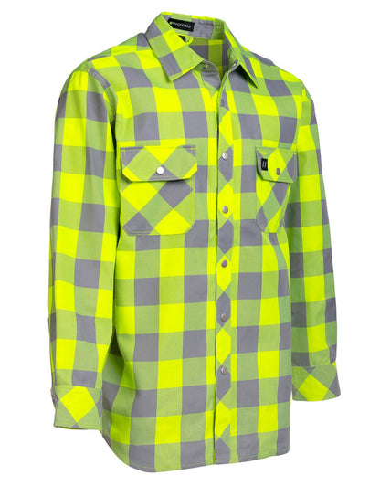 Forcefield Hi Vis Lime Buffalo Plaid Unlined Flannel Shirt