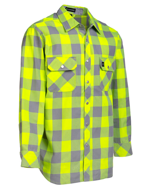 Forcefield Hi Vis Lime Buffalo Plaid Unlined Flannel Shirt