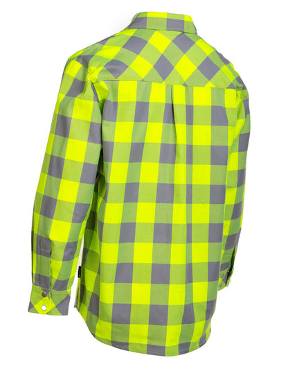 Forcefield Hi Vis Lime Buffalo Plaid Unlined Flannel Shirt