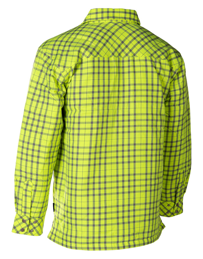 Forcefield Hi Vis Lime/Sliver Micro Plaid Quilted Flannel Shirt Jacket