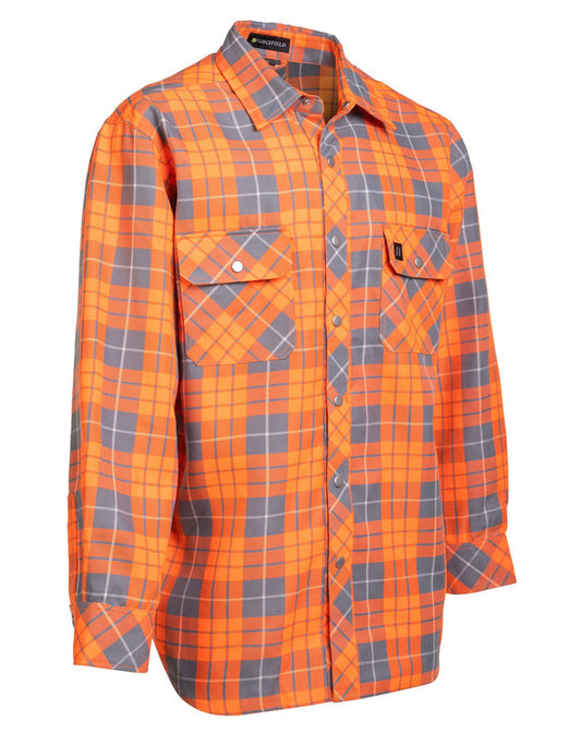 Forcefield Hi Vis Orange Plaid Unlined Flannel Shirt