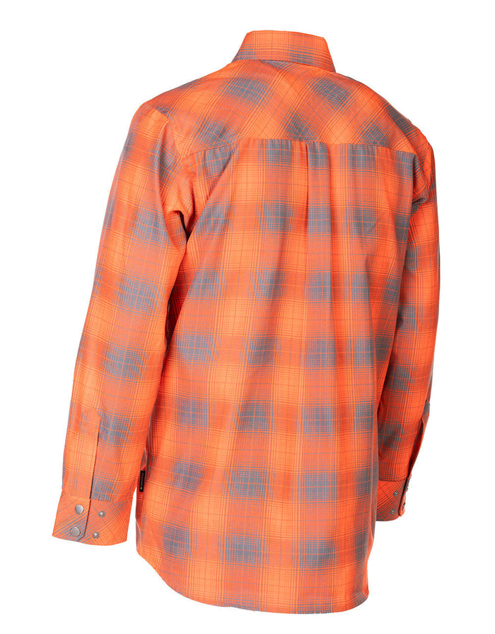 Forcefield Hi Vis Orange Shadow Plaid Unlined Flannel Shirt