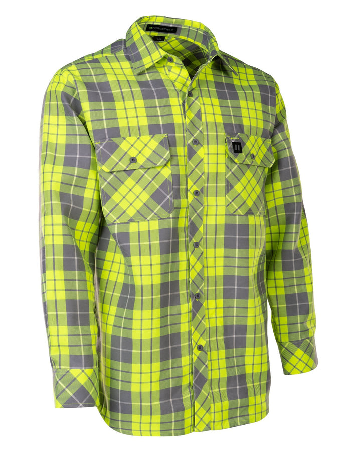 Forcefield Hi Vis Plaid Button-Down Unlined Flannel Shirt