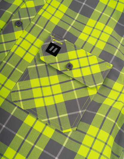 Forcefield Hi Vis Plaid Button-Down Unlined Flannel Shirt