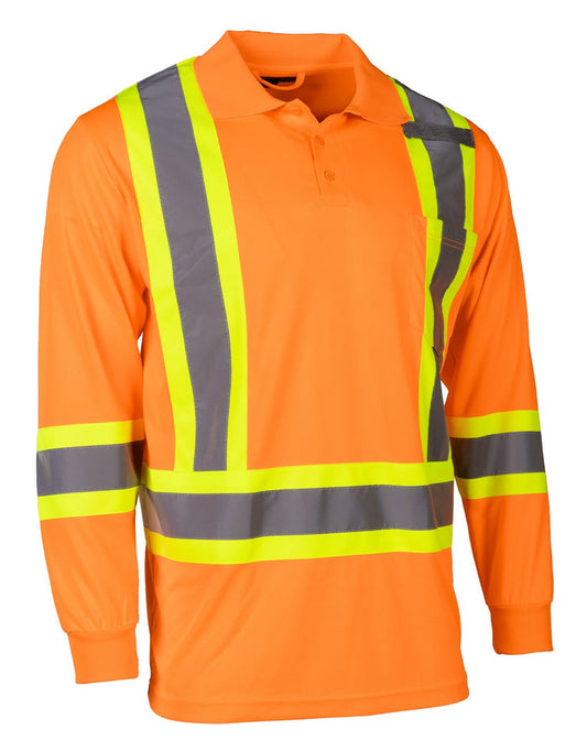 Forcefield Hi Vis Safety Long Sleeve Polo Tee