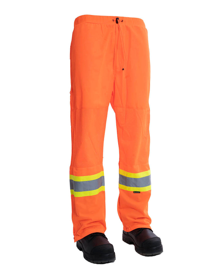 Forcefield Hi Vis Safety Tricot Traffic Pants with Vented Legs and Elastic Waist