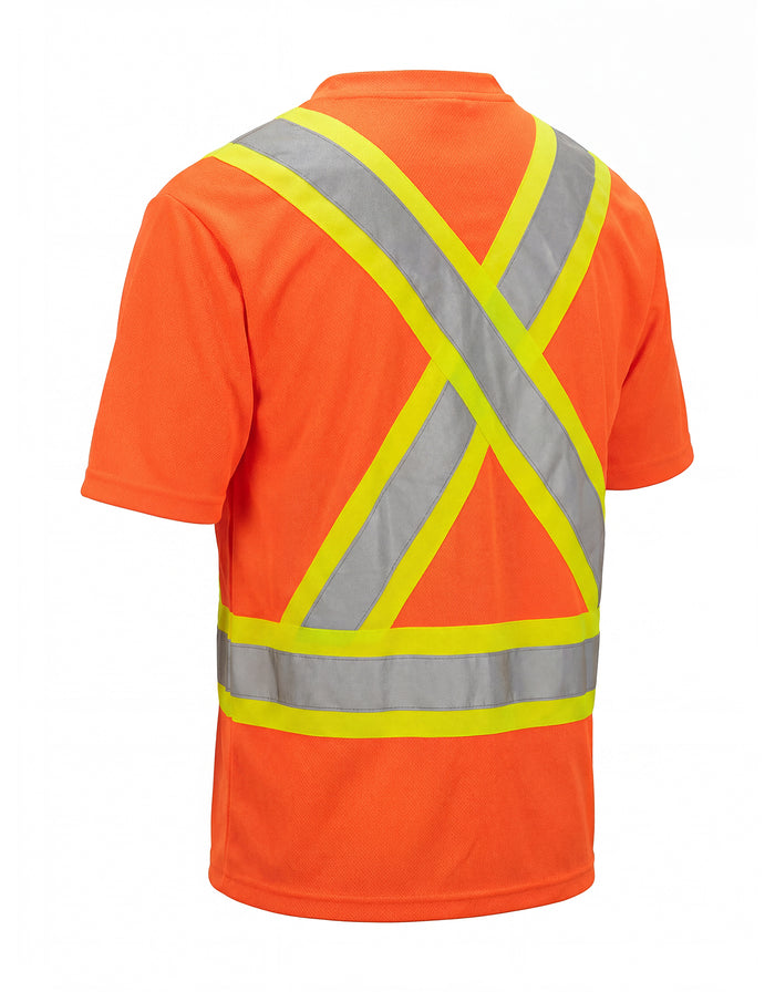 Forcefield Hi Vis V-Neck Short Sleeve Safety Tee Shirt