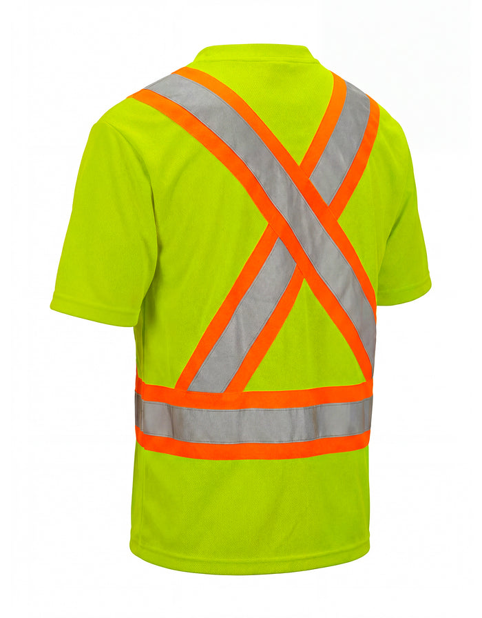 Forcefield Hi Vis V-Neck Short Sleeve Safety Tee Shirt