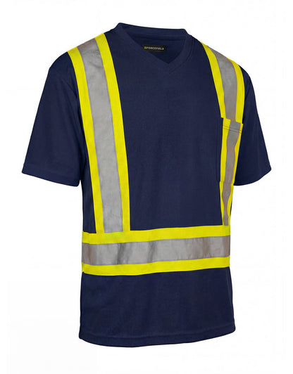 Forcefield Hi Vis V-Neck Short Sleeve Safety Tee Shirt
