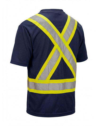 Forcefield Hi Vis V-Neck Short Sleeve Safety Tee Shirt