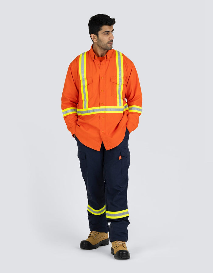Forcefield Inherent Flame-Resistant Long Sleeve Button Down 6oz Safety Shirt