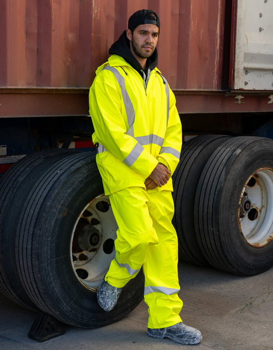 Forcefield Lightweight Fire Resistant (FR) Hi-Vis Safety Rain Jacket
