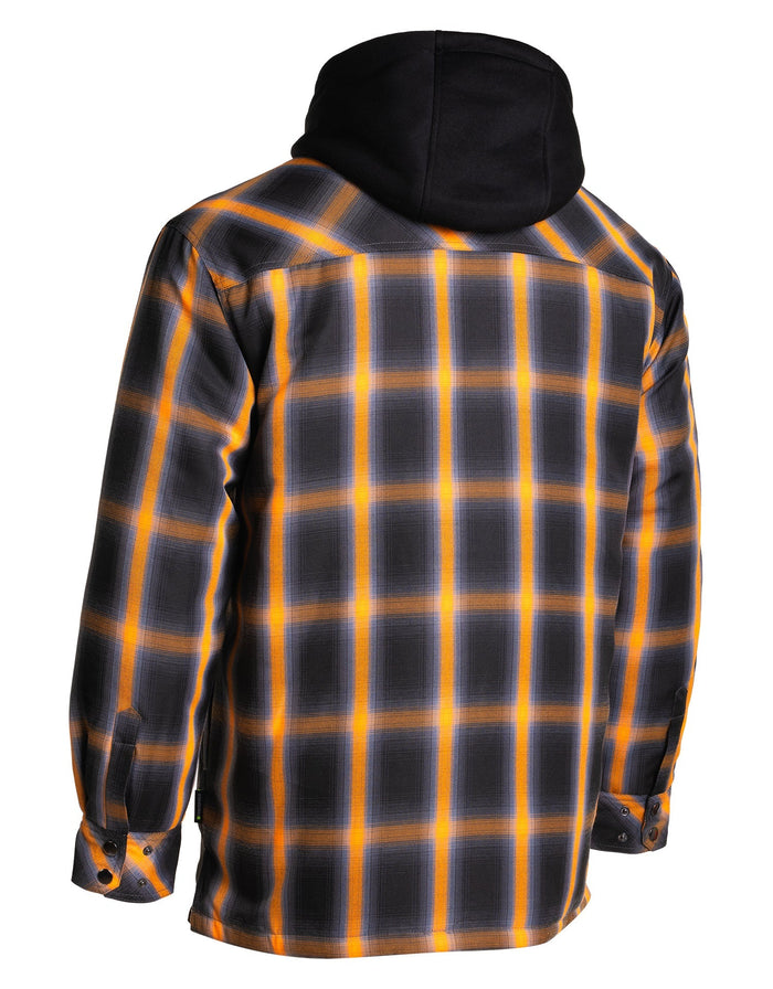 Forcefield Orange Ombre Plaid Hooded Quilt-lined Shirt Jacket