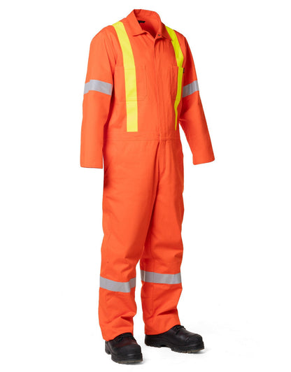 Forcefield Retro Hi-Vis Safety Unlined Cotton Coverall with Reflective Striping