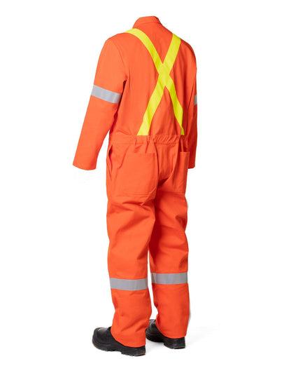 Forcefield Retro Hi-Vis Safety Unlined Cotton Coverall with Reflective Striping