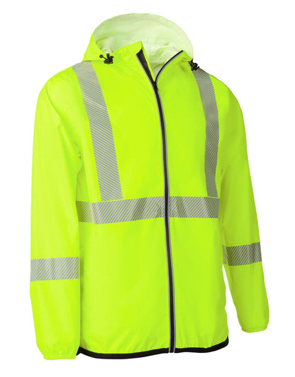 Forcefield "The Rainbreaker" Hi Vis Lightweight Packable Hooded Rain Jacket Shell