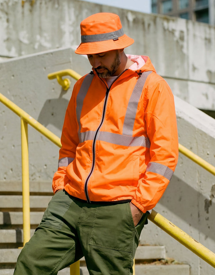 Forcefield "The Rainbreaker" Hi Vis Lightweight Packable Hooded Rain Jacket Shell