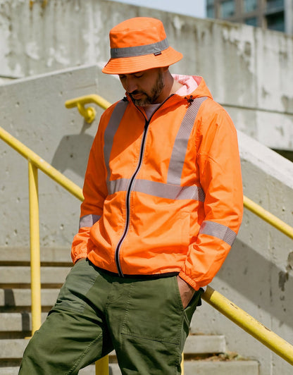 Forcefield "The Rainbreaker" Hi Vis Lightweight Packable Hooded Rain Jacket Shell