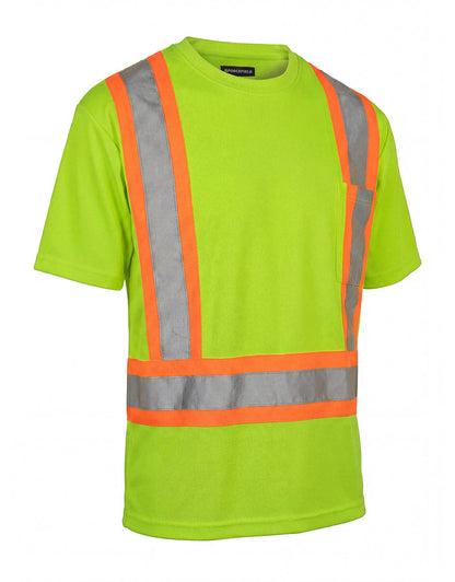 Forcefield Ultrasoft Hi Vis Crewneck Short Sleeve Safety Tee Shirt with Chest Pocket