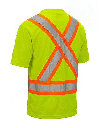 Forcefield Ultrasoft Hi Vis Crewneck Short Sleeve Safety Tee Shirt with Chest Pocket