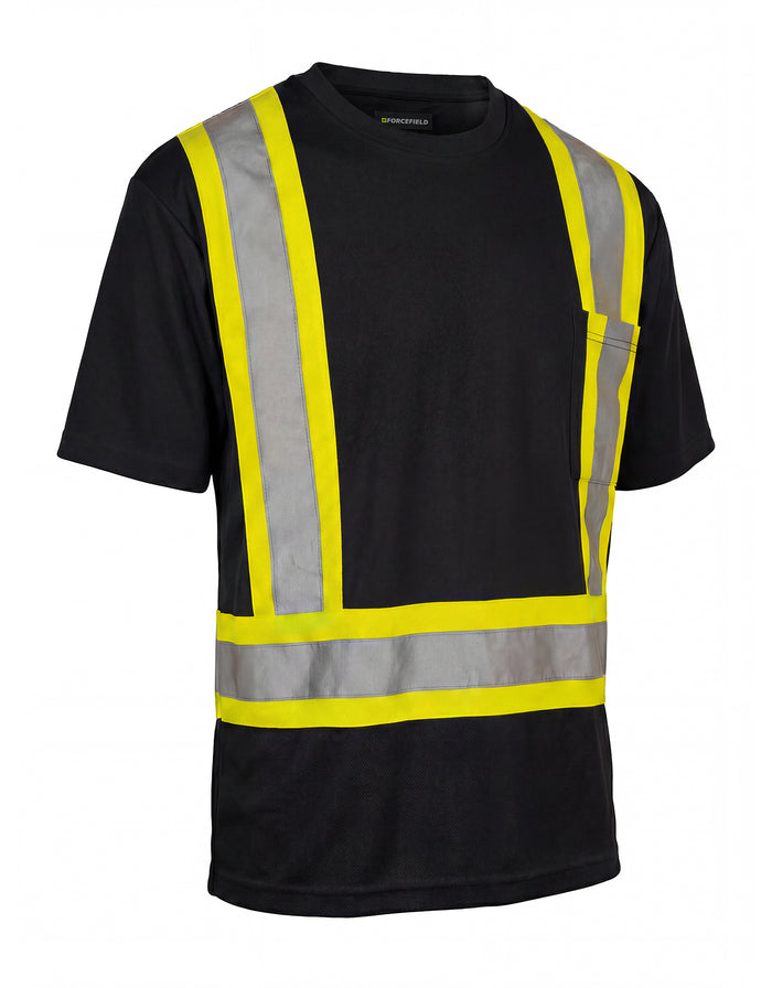Forcefield Ultrasoft Hi Vis Crewneck Short Sleeve Safety Tee Shirt with Chest Pocket
