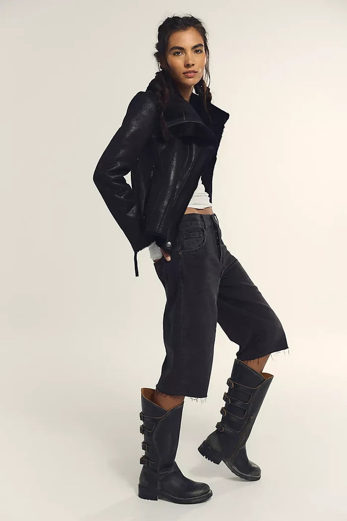 Fourline Shearling Aviator in Black
