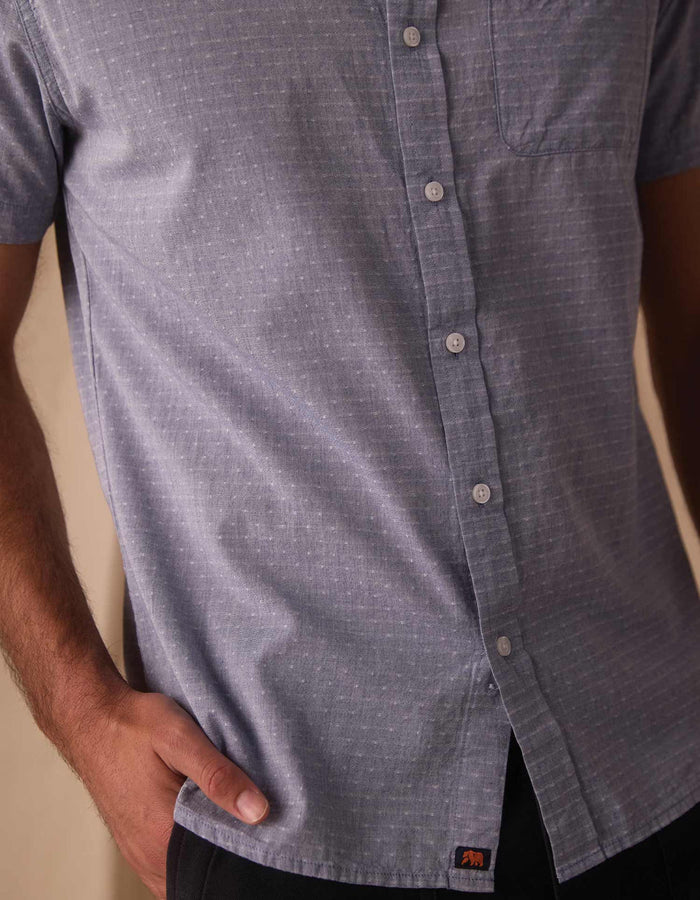 Freshwater Button Up Shirt - Blue Dobby