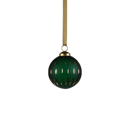 Frosted & Etched in Gold Glass Ornament - Green - Ornaments by Carlyle Avenue