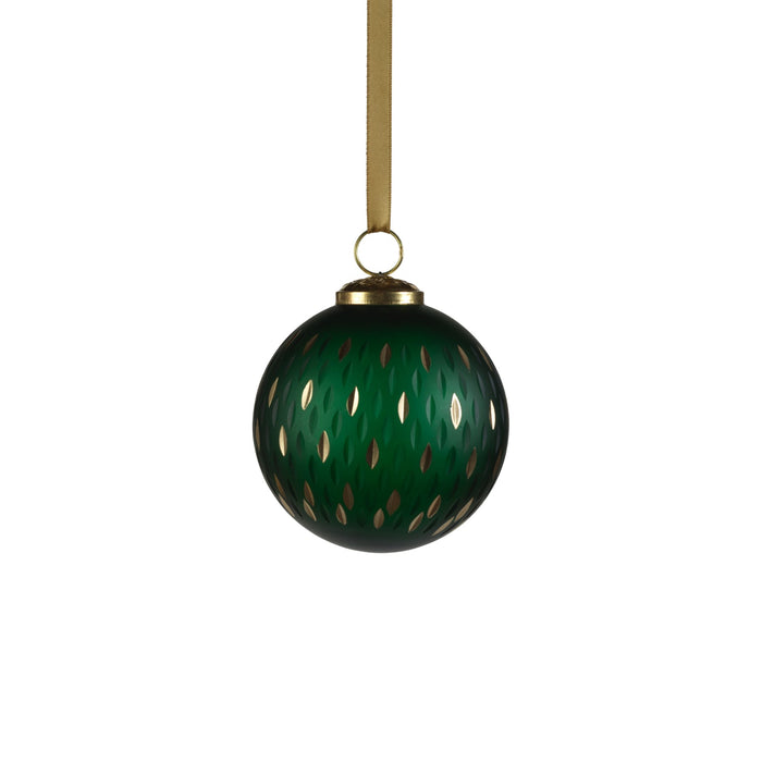 Frosted & Etched in Gold Glass Ornament - Green - Ornaments by Carlyle Avenue