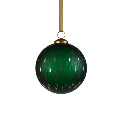 Frosted & Etched in Gold Glass Ornament - Green - Ornaments by Carlyle Avenue