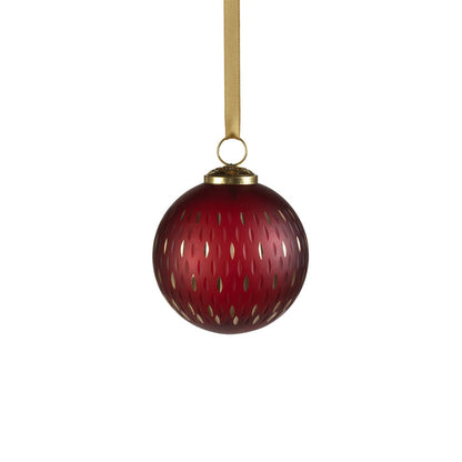 Frosted & Etched in Gold Glass Ornament - Red - Ornaments by Carlyle Avenue