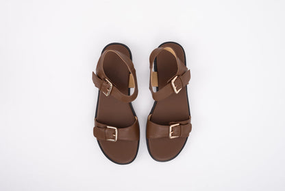 Aerial Shot of brown leather sandal in larger sizes 42 43 44 45 46