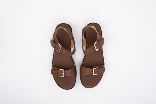 Aerial Shot of brown leather sandal in larger sizes 42 43 44 45 46