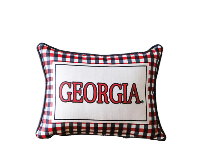 Georgia Triple Collegiate Gingham Pillow with Contrast Piping