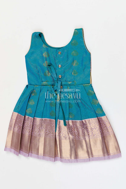 The Nesavu Girls Kanchi Silk Frock Girls Arani Silk Frock for Traditional Weddings and Functions Nesavu Nesavu Girls Semi Arani Kanchivaram Silk Frock For Weddings Traditional Functions And Festive Wear