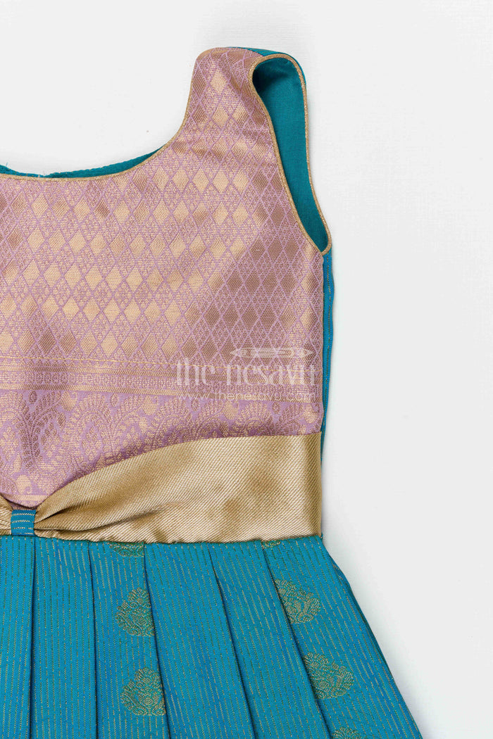 The Nesavu Girls Kanchi Silk Frock Girls Arani Silk Frock for Traditional Weddings and Functions Nesavu Nesavu Girls Semi Arani Kanchivaram Silk Frock For Weddings Traditional Functions And Festive Wear