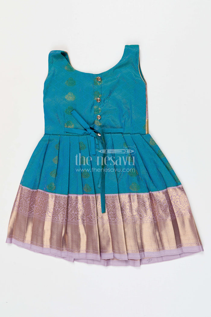 The Nesavu Girls Kanchi Silk Frock Girls Arani Silk Frock for Traditional Weddings and Functions Nesavu Nesavu Girls Semi Arani Kanchivaram Silk Frock For Weddings Traditional Functions And Festive Wear