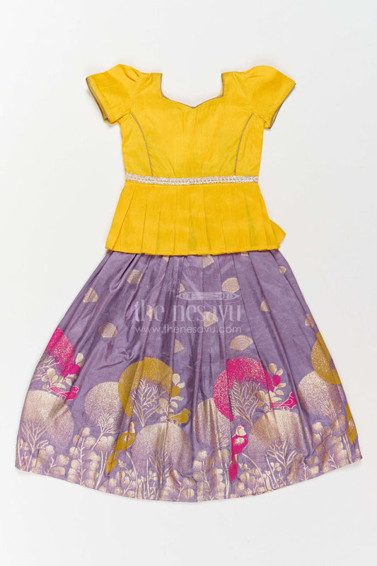 The Nesavu Pattu Pavadai Girls Art Silk Pattu Pavadai for Festive Events and Temple Celebrations Nesavu 18 (2Y) / Yellow / Silk GPP411A-18 Nesavu Girls Art Silk Pattu Pavadai For Festive Events Temple Celebrations And Traditional Family Functions