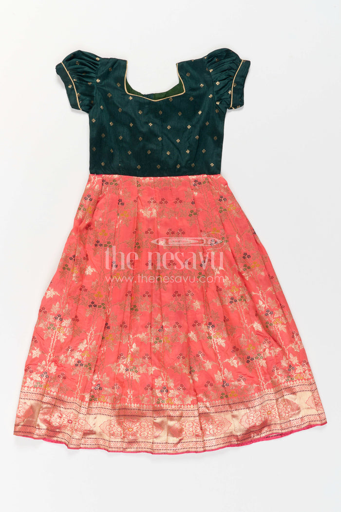 Girls Banaras Silk Gown for Birthdays and Celebration Wear