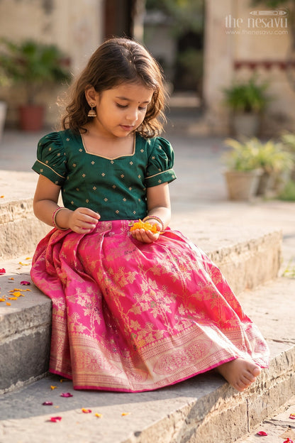 Girls Banaras Silk Gown for Wedding Photos and Festive Twirls
