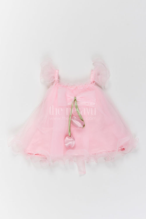 The Nesavu Girls Fancy Party Frock Girls Bow Party Frock for First Birthdays and Cake Smash Photos Nesavu 12 (3M) / Pink / Plain Net PF330A-12 Nesavu Baby Girl Bow Net Frock For First Birthdays Cake Smash Photos Milestone Parties And Celebrations
