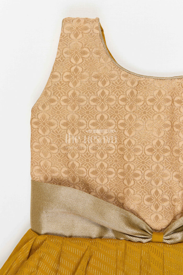 The Nesavu Girls Kanchi Silk Frock Girls Bridal Silk Frock for Wedding Ceremonies Nesavu Nesavu Girls Bridal Kanchivaram Silk Frock For Weddings Receptions And Festive Celebrations